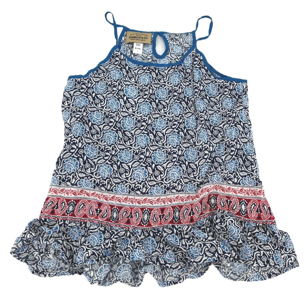 Roebuck & Co. | Girl's Tank Top | Blue & Red | Medium